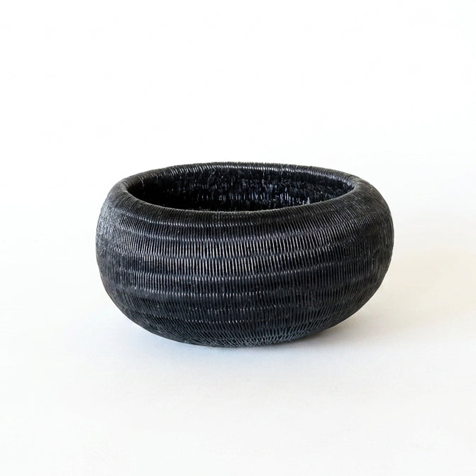 Midnight Coil Mini Basket, one of one werregue basket handwoven by Wounaan weavers in Chocó, Colombia