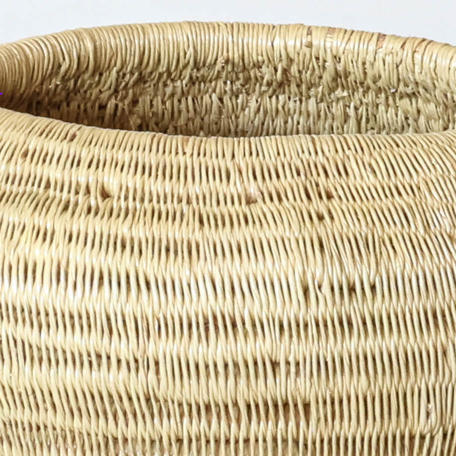Golden Straw Mini Basket, one of one werregue basket handwoven by Wounaan weavers in Chocó, Colombia, weave detail