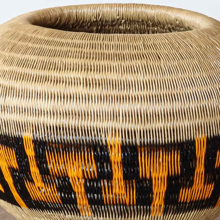 Amber Key Basket, one of one werregue basket handwoven by Wounaan weavers in Chocó, Colombia, weave detail