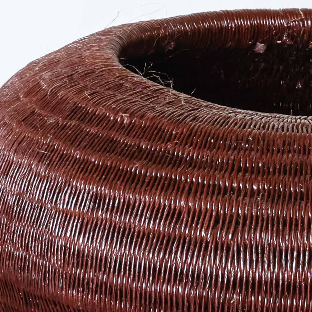Cacao Bowl, one of one werregue basket handwoven by Wounaan weavers in Chocó, Colombia, weave detail