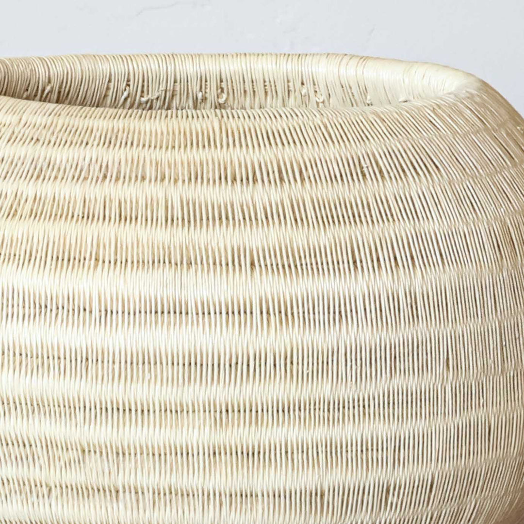River Ivory Basket, one of one werregue basket handwoven by Wounaan weavers in Chocó, Colombia, weave detail