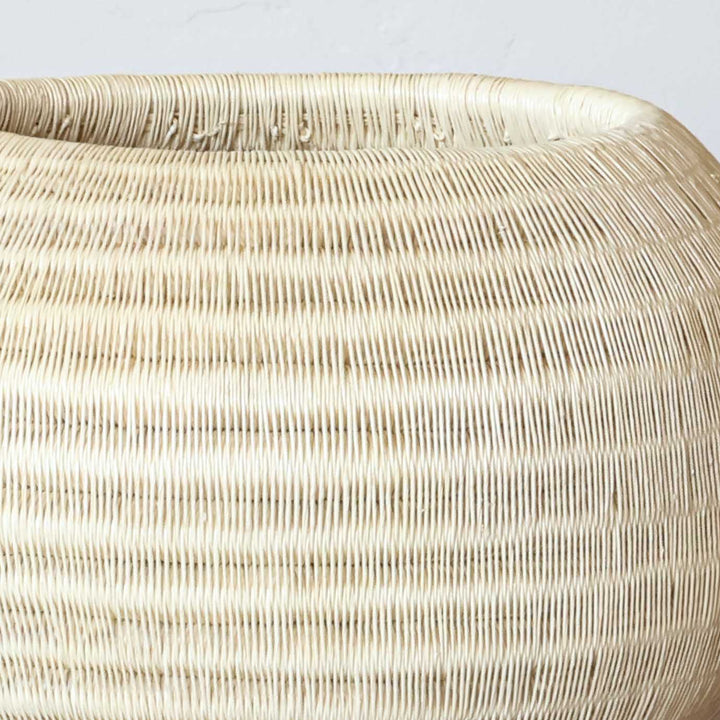 River Ivory Basket, one of one werregue basket handwoven by Wounaan weavers in Chocó, Colombia, weave detail