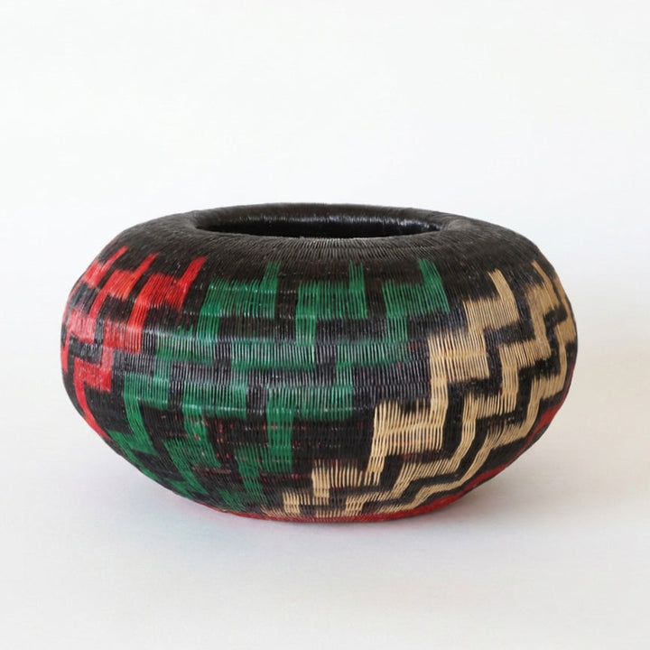 Storm Lightning Basket, one of one werregue basket handwoven by Wounaan weavers in Chocó, Colombia