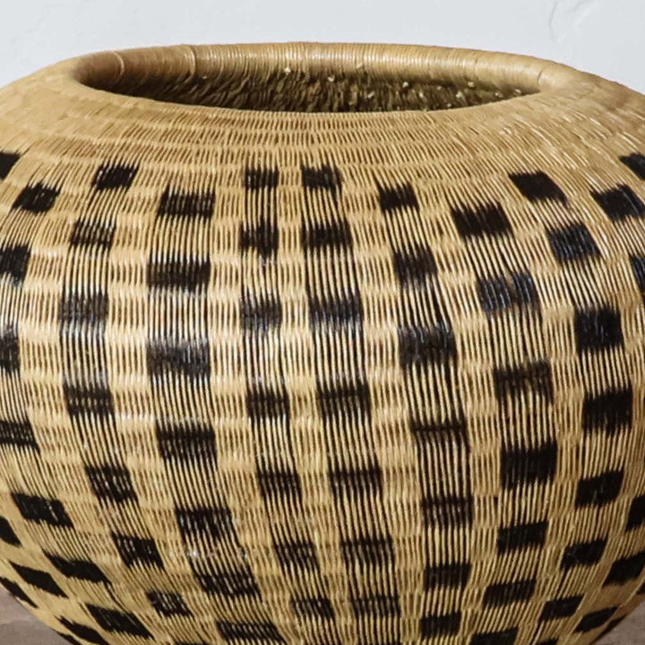 Pebble Field Basket, one of one werregue basket handwoven by Wounaan weavers in Chocó, Colombia, weave detail