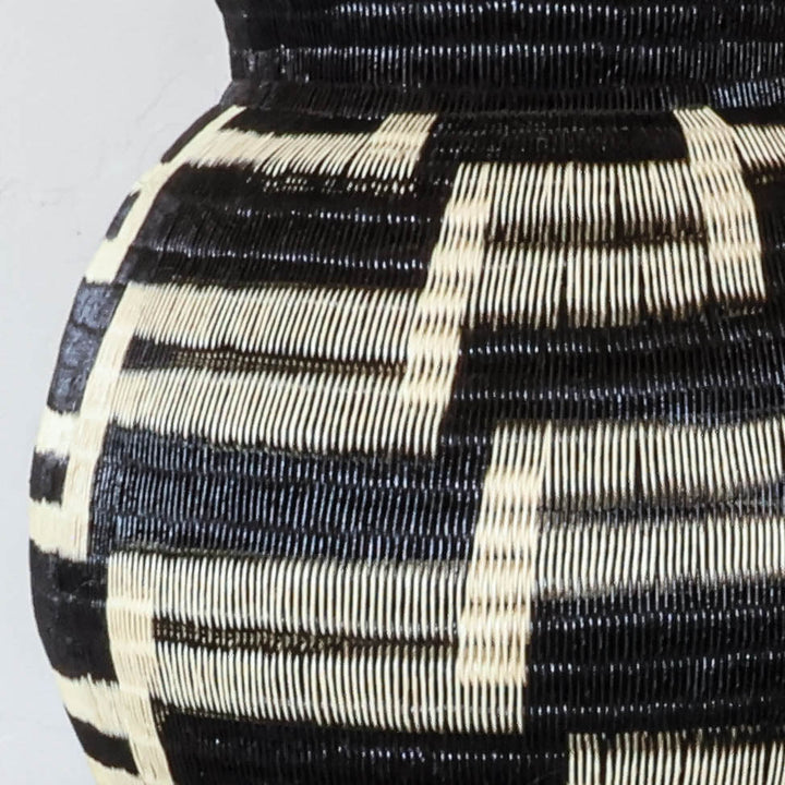 Maze Steps Jar, one of one werregue basket handwoven by Wounaan weavers in Chocó, Colombia, weave detail