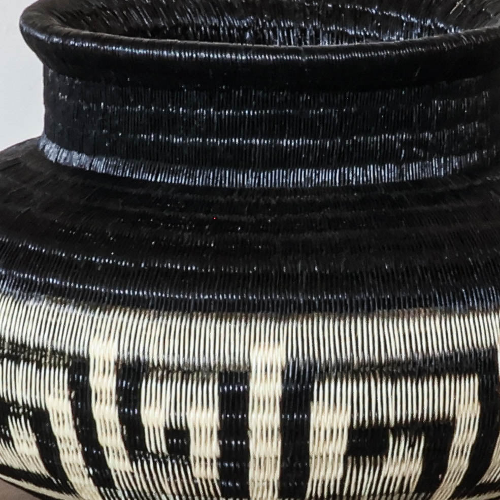 Key Band Jar, one of one werregue basket handwoven by Wounaan weavers in Chocó, Colombia, weave detail