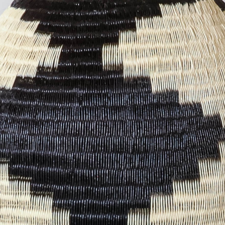 Bold Diamonds Vessel, one of one werregue basket handwoven by Wounaan weavers in Chocó, Colombia, weave detail