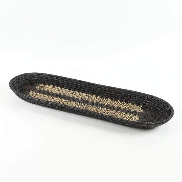 Golden Ribbon Platter, one of one werregue basket handwoven by Wounaan weavers in Chocó, Colombia