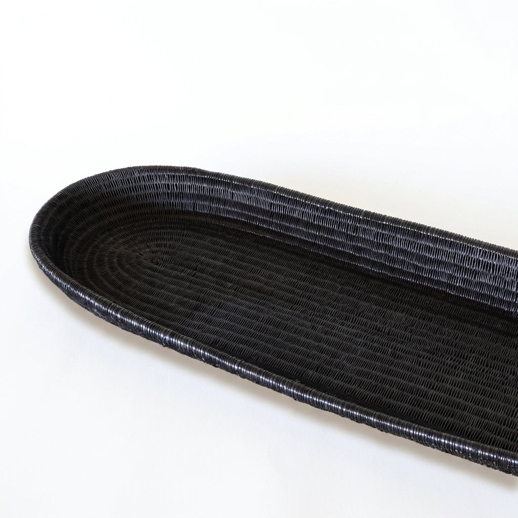 Slim Shadow Platter, one of one werregue basket handwoven by Wounaan weavers in Chocó, Colombia