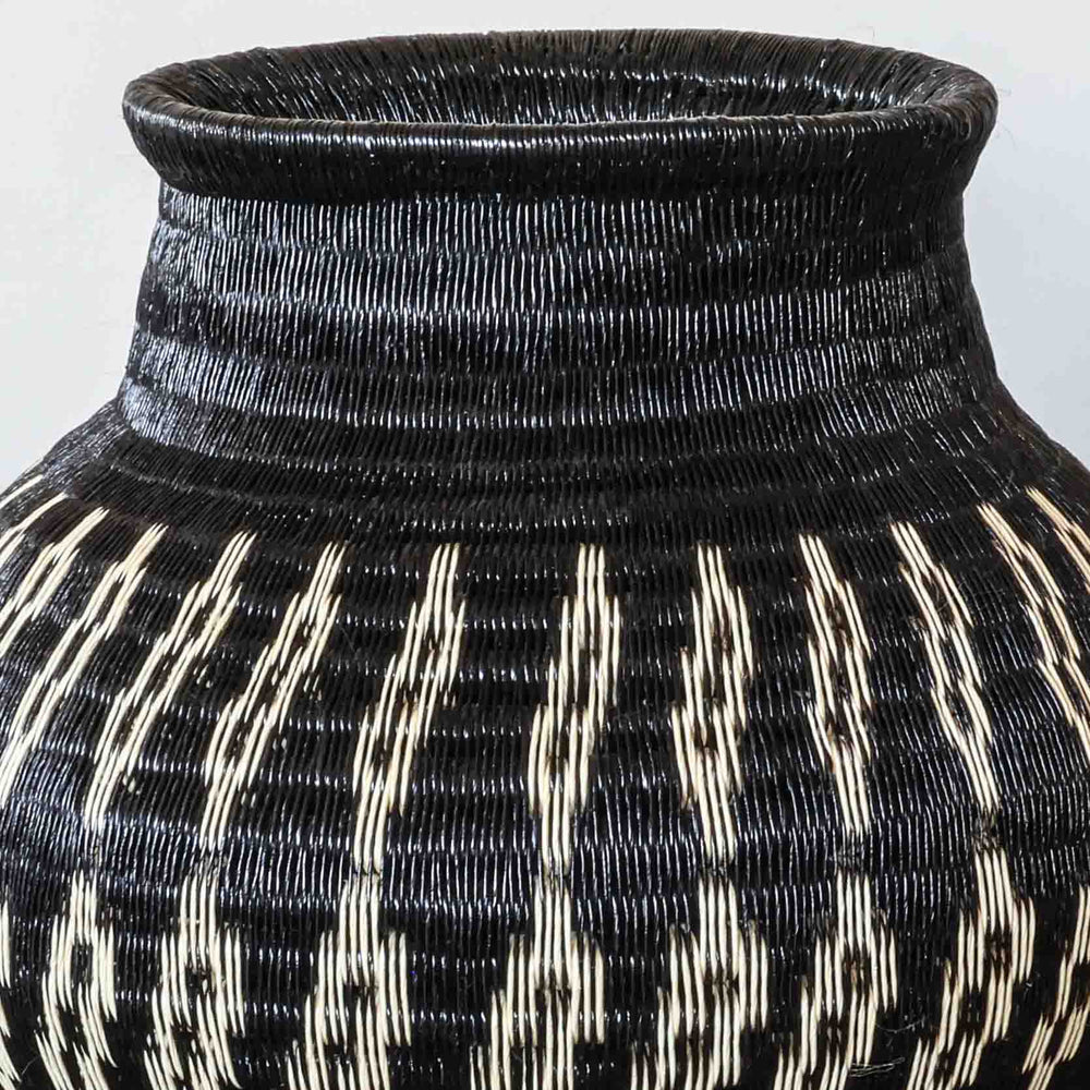 Ivory Chains Basket, one of one werregue basket handwoven by Wounaan weavers in Chocó, Colombia, weave detail