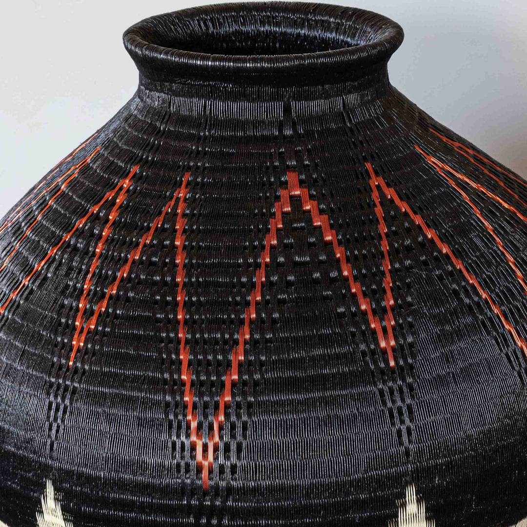 Storm Over Mountains, one of one werregue basket handwoven by Wounaan weavers in Chocó, Colombia, weave detail