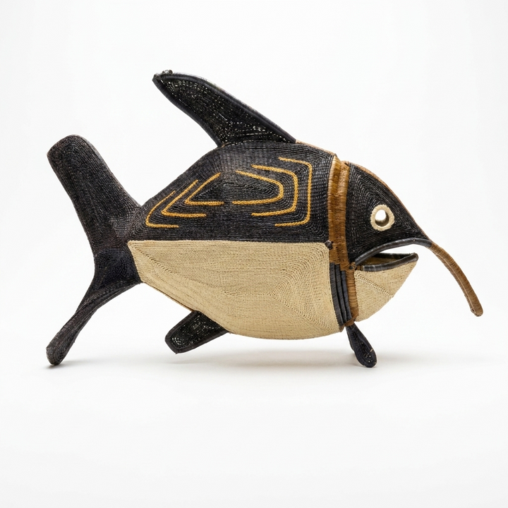 Onyx Crown Woven Fish - Handmade Embera Art