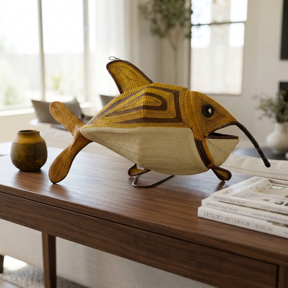 Goldback Woven Fish - Handmade Embera Art