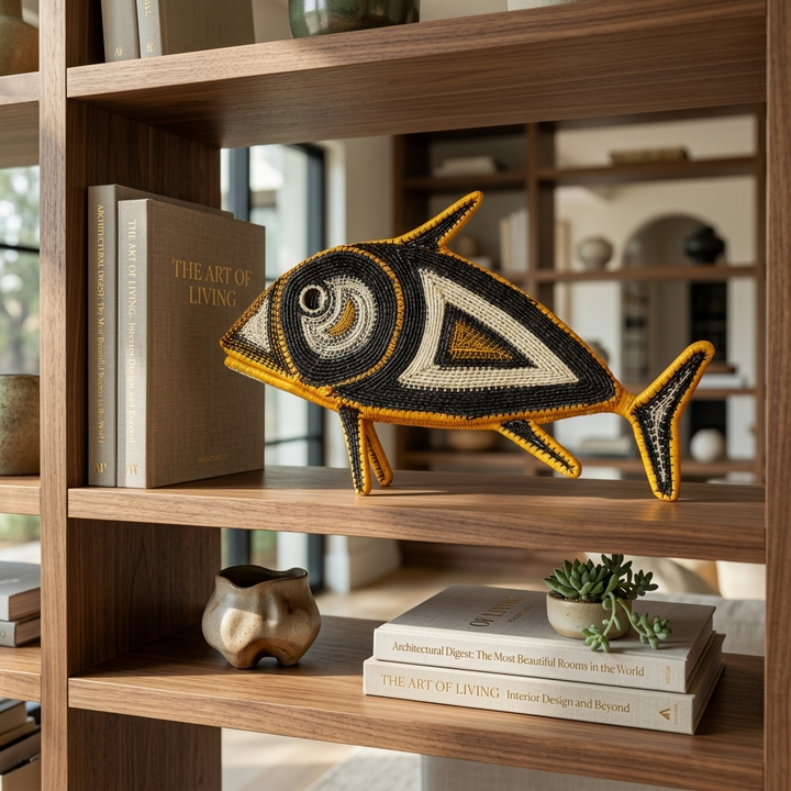 Gold Delta Woven Fish - Handmade Embera Art