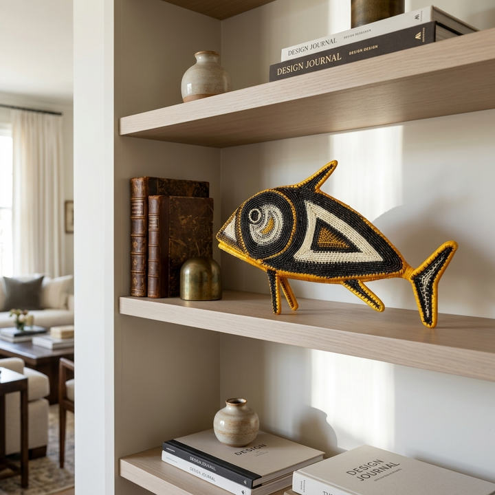 Gold Delta Woven Fish - Handmade Embera Art