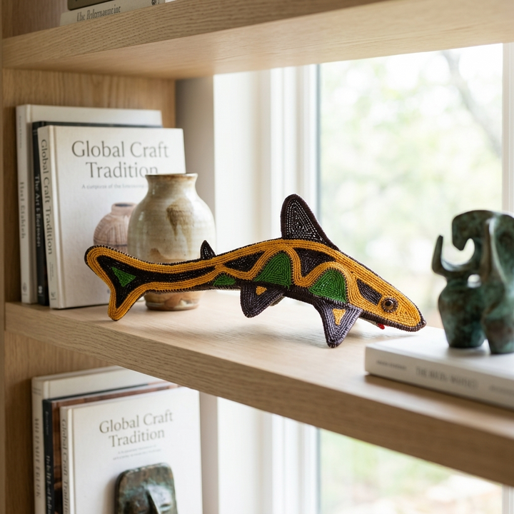 Moss Accent Woven Fish - Handmade Embera Art