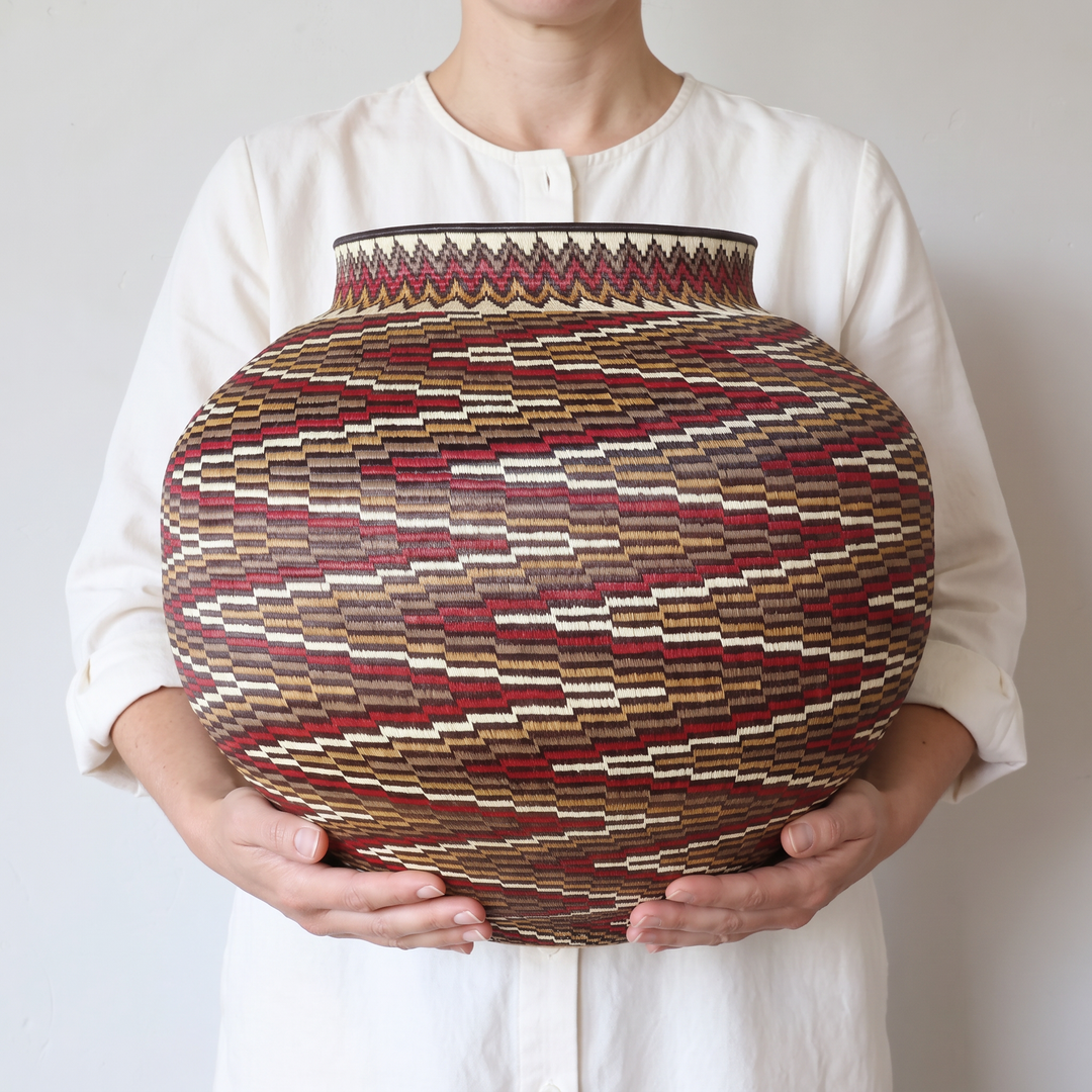 Fiery Mosaic Wounaan Basket - Handmade Panama Art