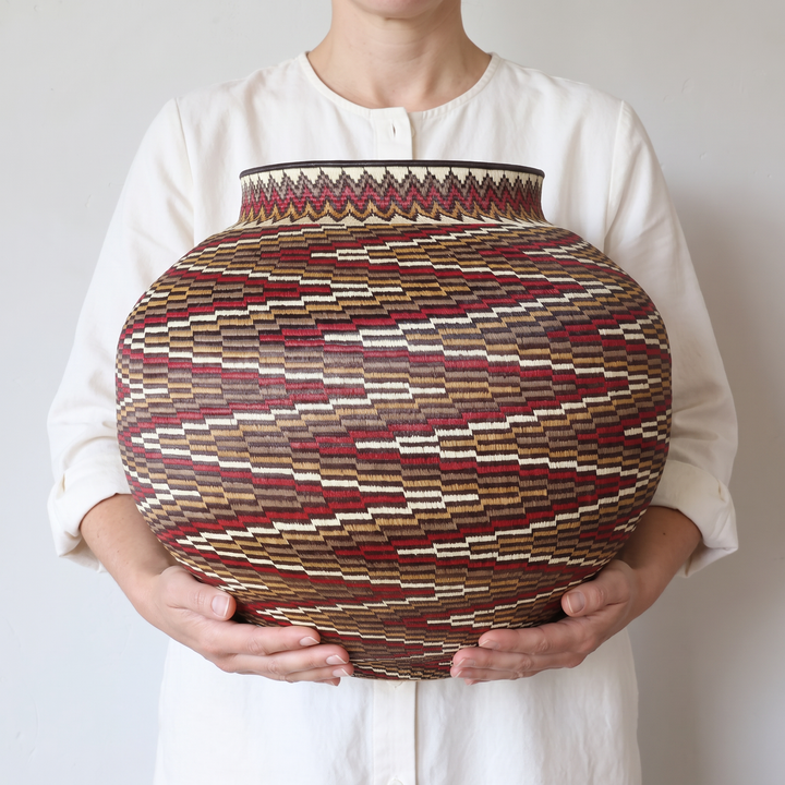 Fiery Mosaic Wounaan Basket - Handmade Panama Art