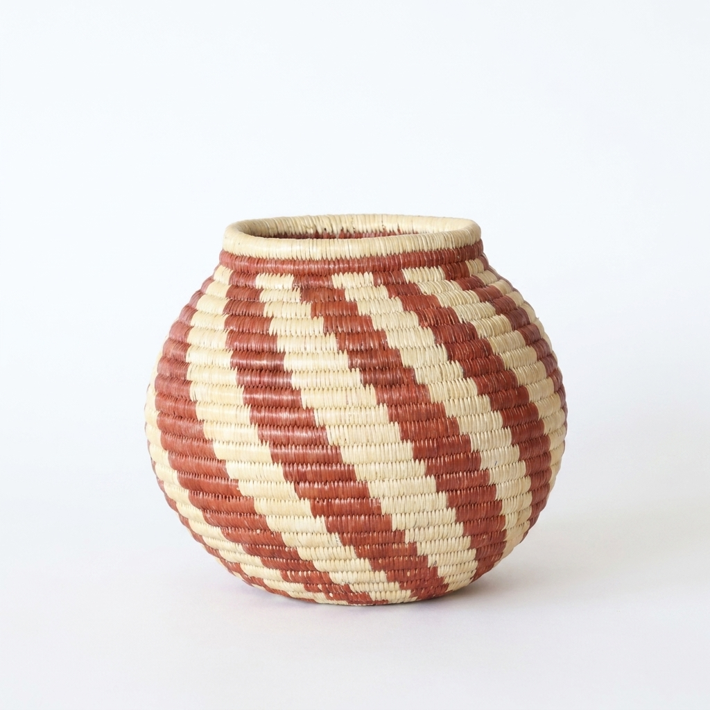 Spiral Flame Wounaan Basket - Handmade Palm Art