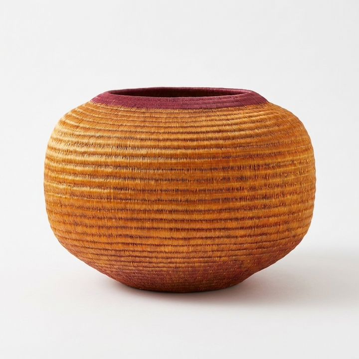 Radiant Horizon Decorative Woven Basket - Handmade Art