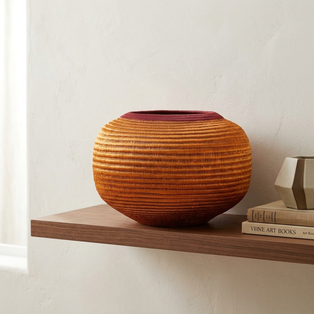 Radiant Horizon Decorative Woven Basket - Handmade Art