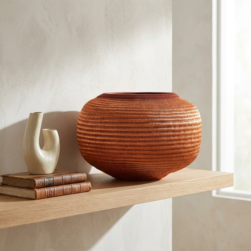 Radiant Horizon Decorative Woven Basket - Handmade Art