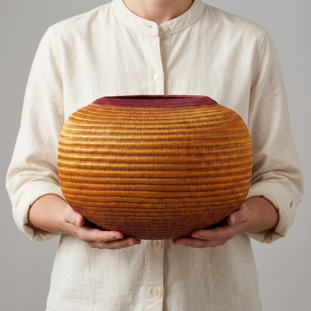 Radiant Horizon Decorative Woven Basket - Handmade Art
