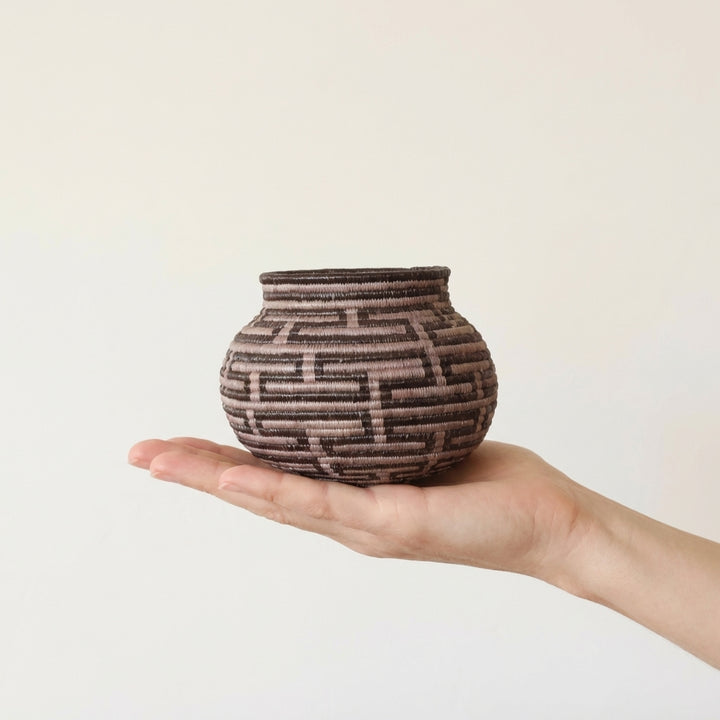 Mini Midnight Path Woven Basket - Handmade Indigenous Art