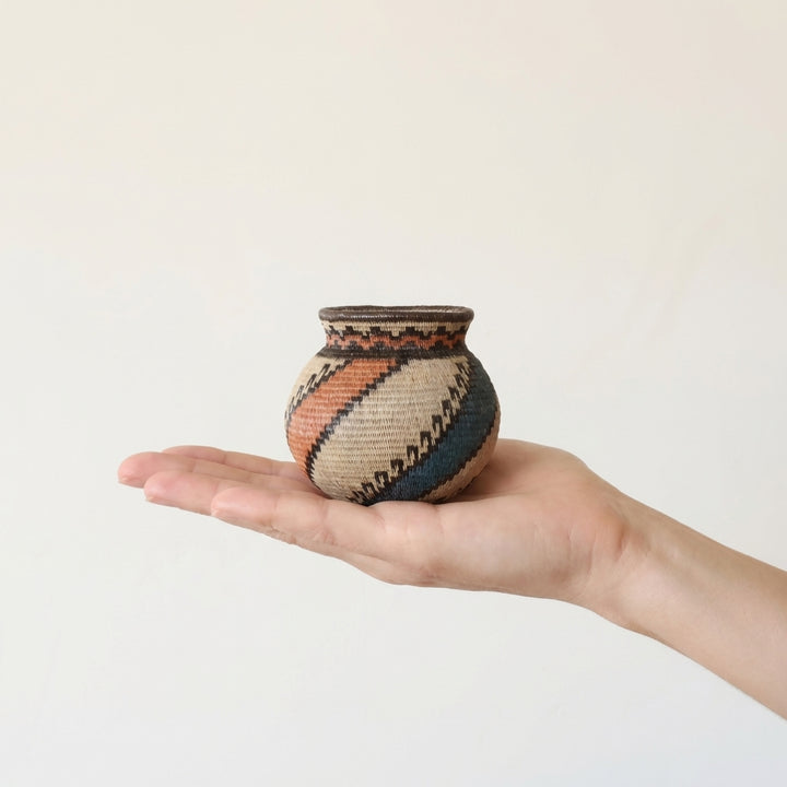 Mini Blue Passage Handmade Palm Basket from Panama