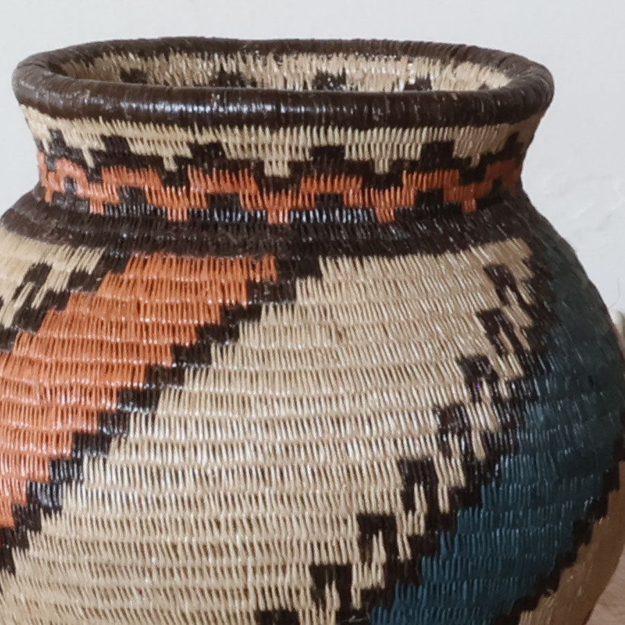 Mini Blue Passage Handmade Palm Basket from Panama