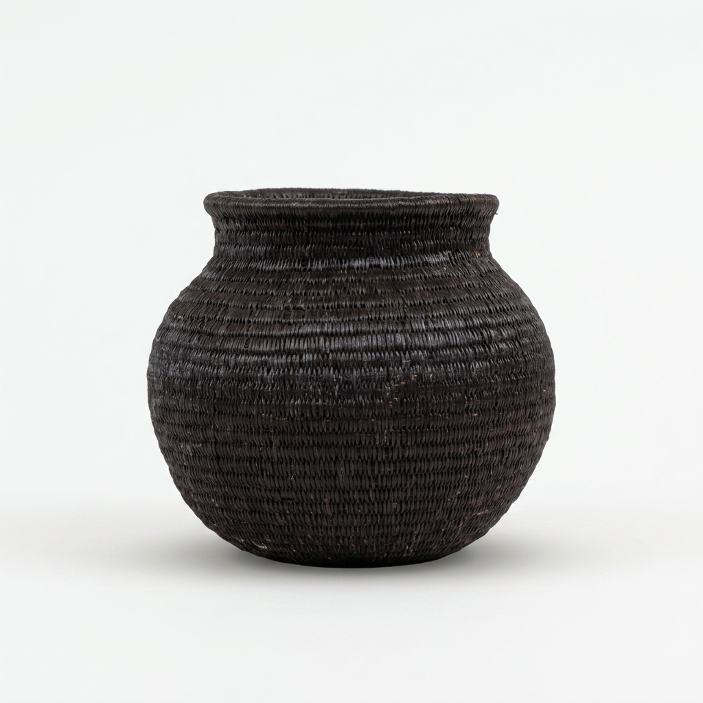Mini Obsidian Field Wounaan Basket - Black Geometric