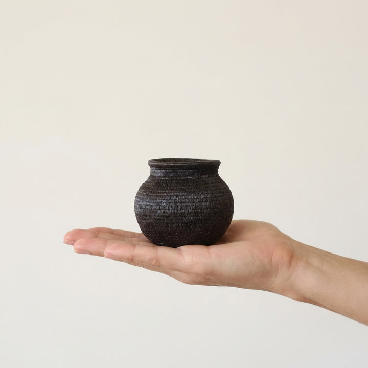 Mini Obsidian Field Wounaan Basket - Black Geometric