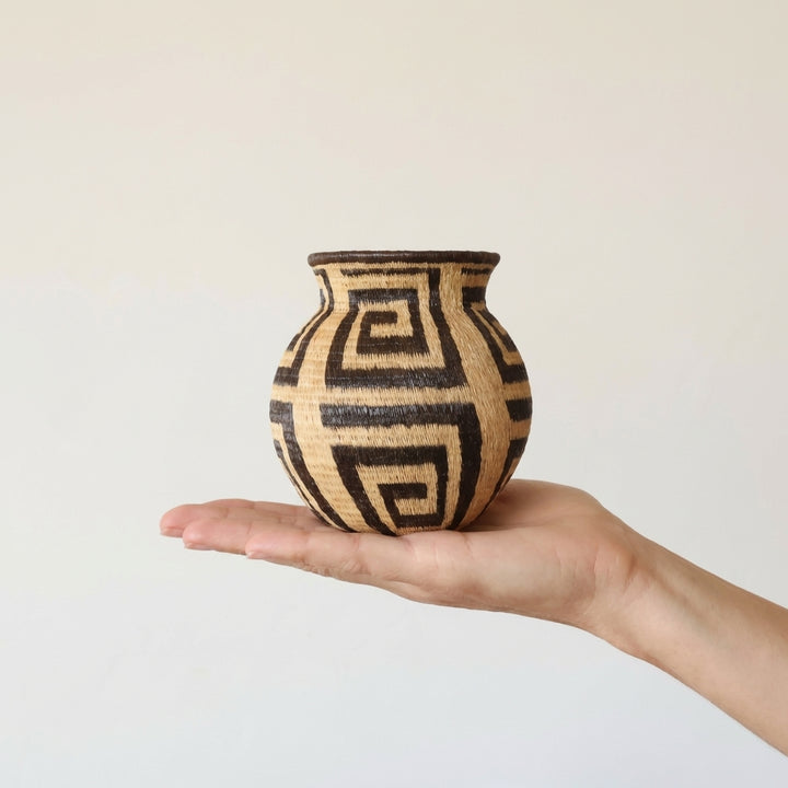 Mini Sun Spiral Handmade Basket - Palm Fiber Decorative Art