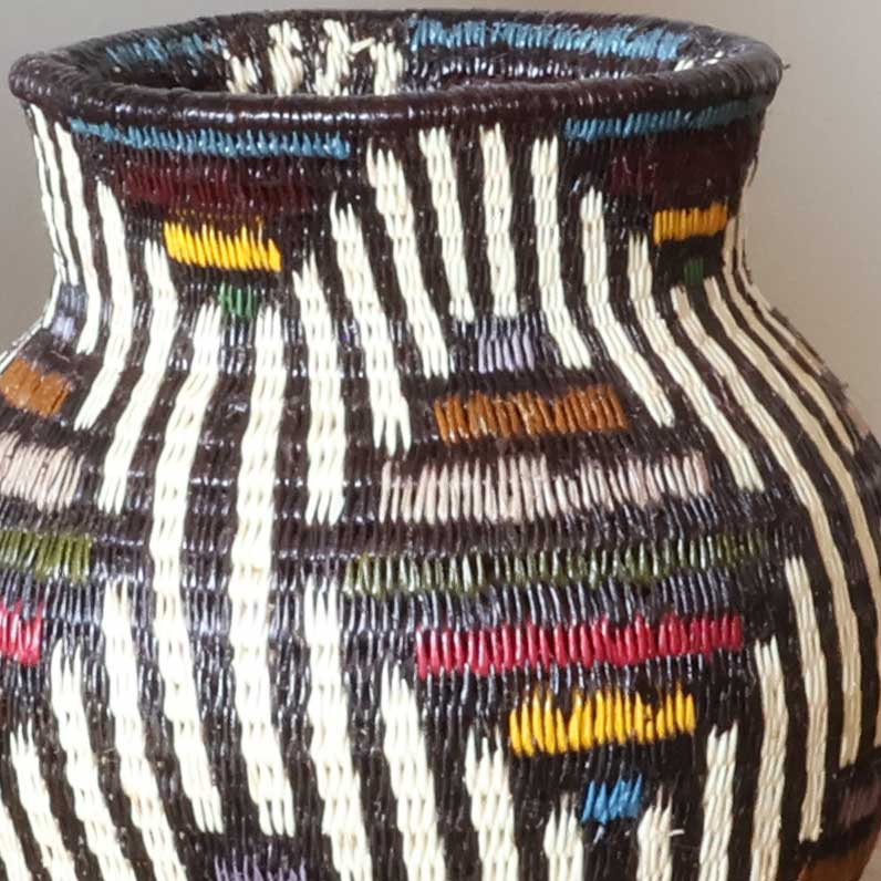 Nightfall Rhythm Mini Woven Basket - Dark Geometric Design