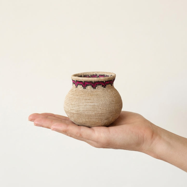 Blush Horizon Mini Basket - Handmade Decorative Basket