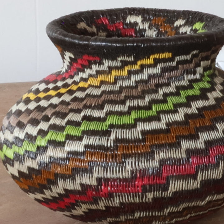 Mini Chromatic Weave Basket - Handwoven Palm Art