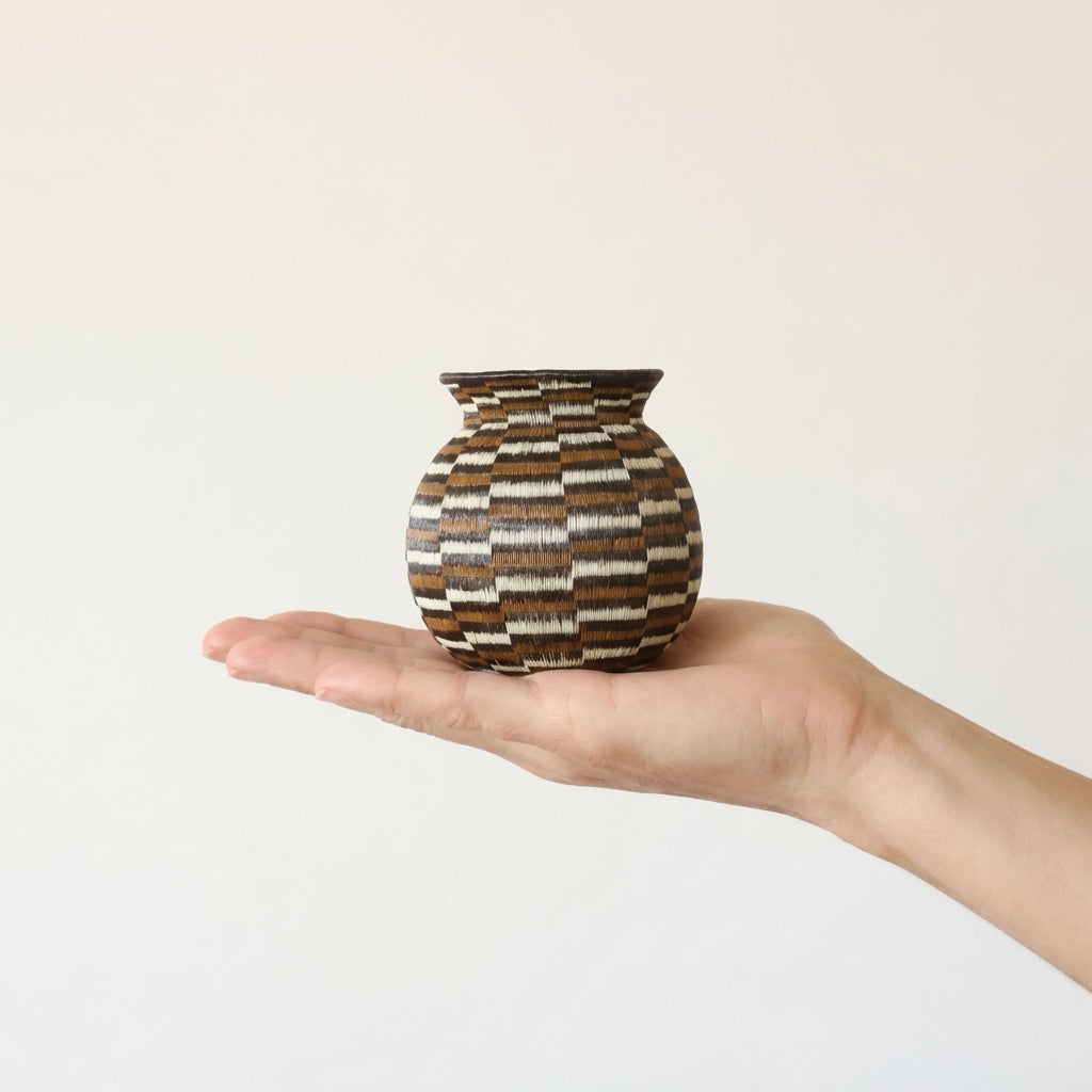 Mini Checkered Field Woven Basket | Handmade Decorative Art