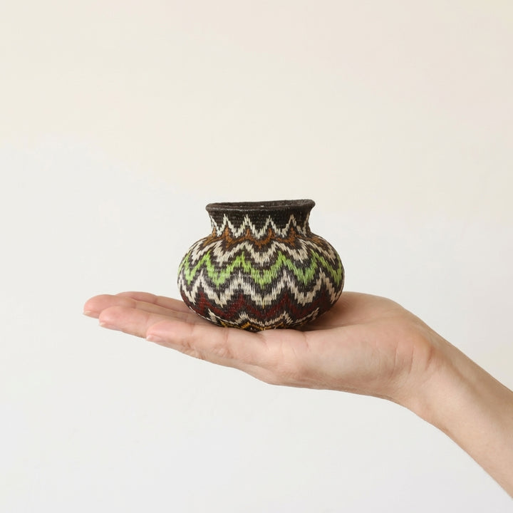 Mini Glyph Vessel - Handmade Decorative Palm Fiber Art