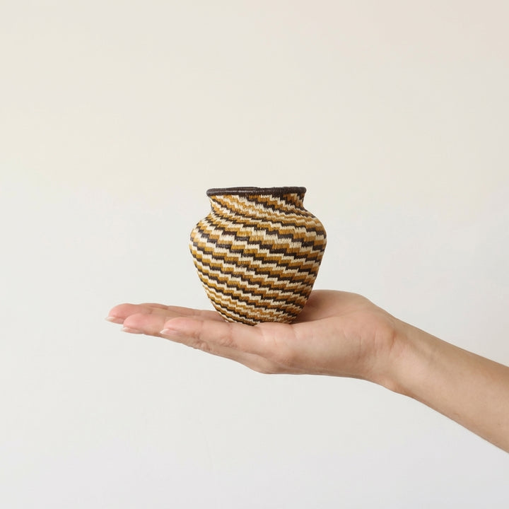 Golden Current Mini Basket - Wounaan Handmade Decorative Art