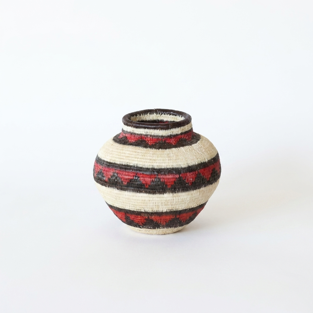 Crimson Crest Mini Basket - Handmade Wounaan Art