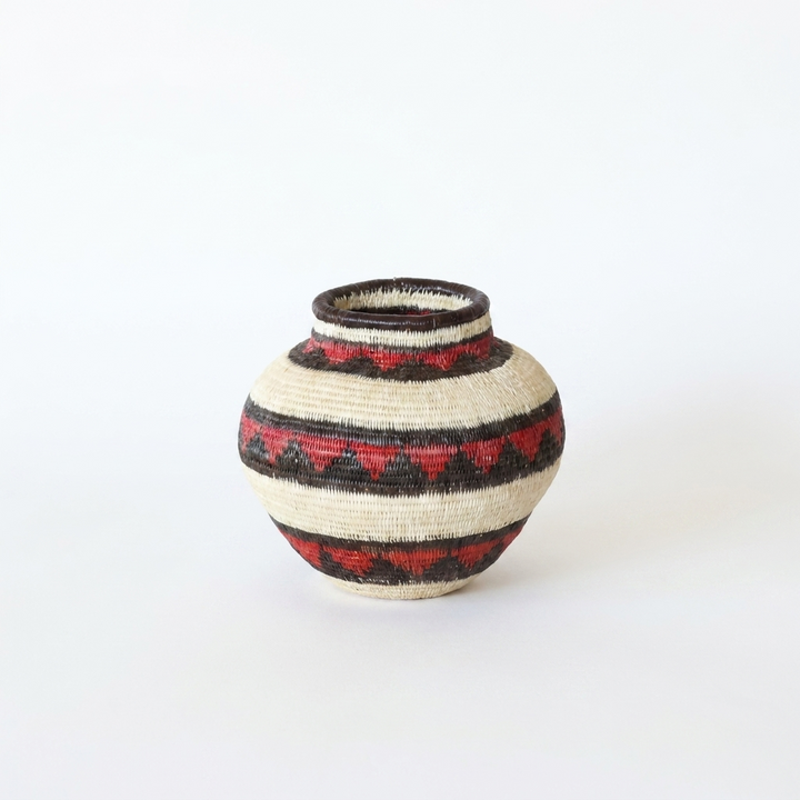 Crimson Crest Mini Basket - Handmade Wounaan Art