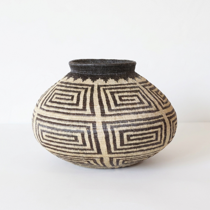 Geometric Crossroads Handwoven Decorative Basket
