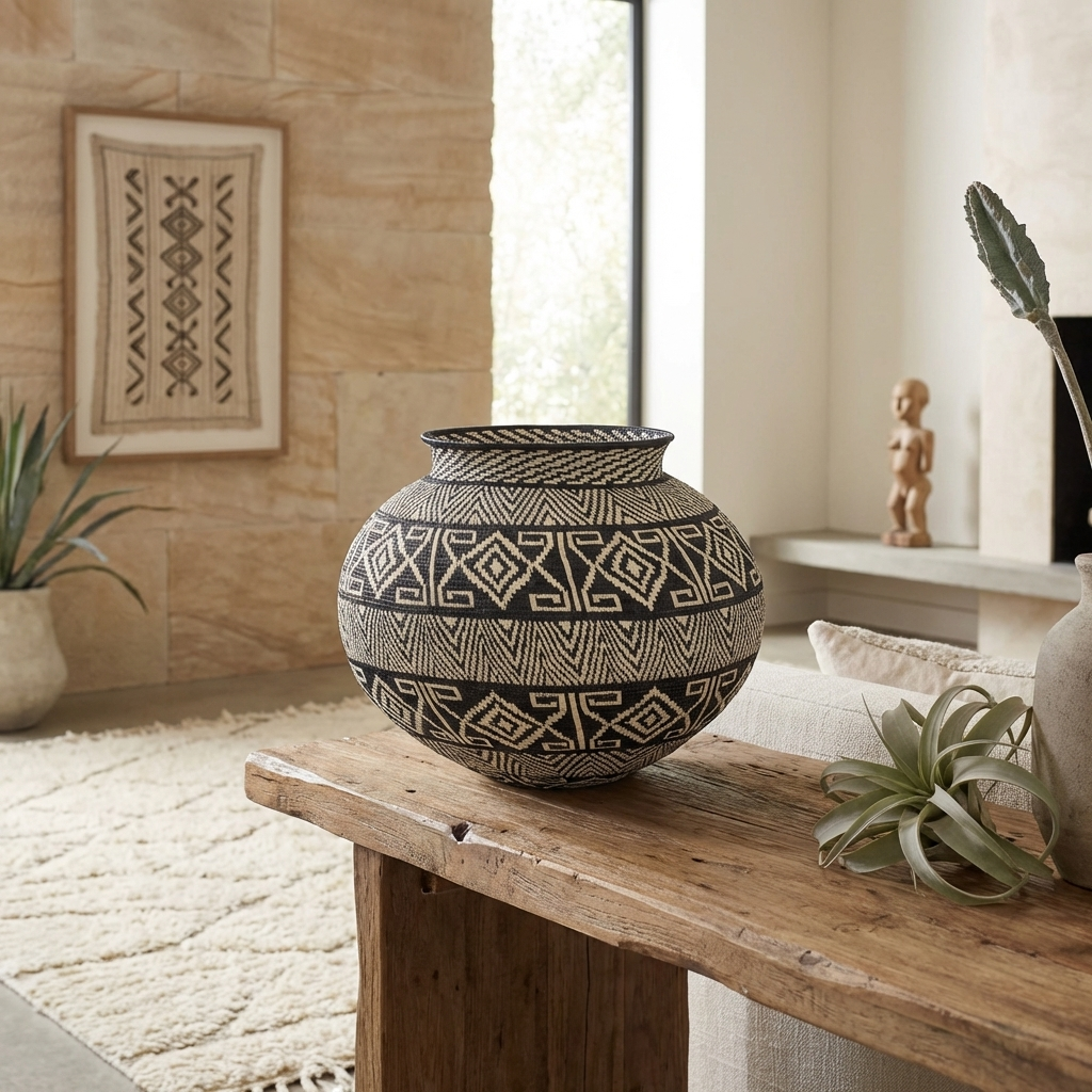 Diamond Echo Vessel - Handwoven Decorative Basket