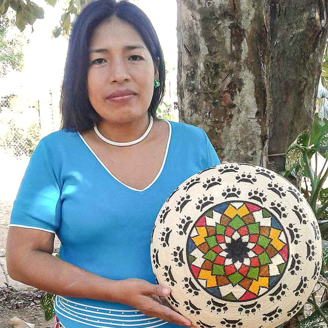 Ivory Paws Wounaan Basket - Handmade Palm Art from Panama