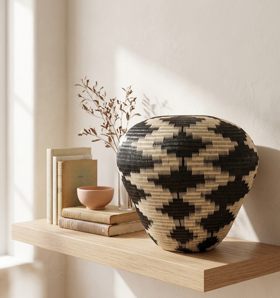 White Zig-Zag - Colombian Werregue Basket