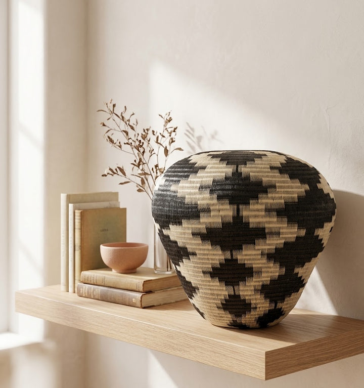 White Zig-Zag - Colombian Werregue Basket
