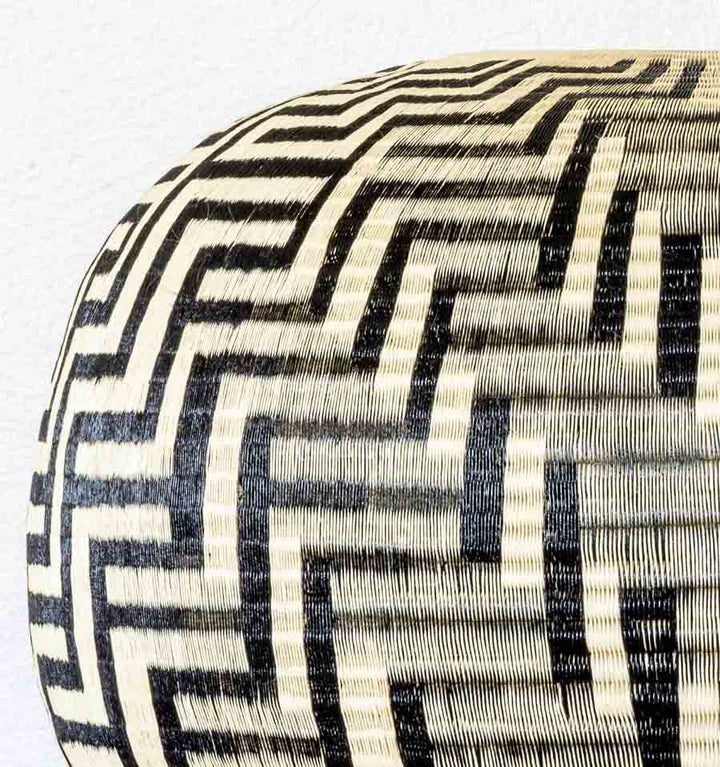 Close-up detail of the weave on the Open Top Black Lightning werregue basket from the Choco, Colombia