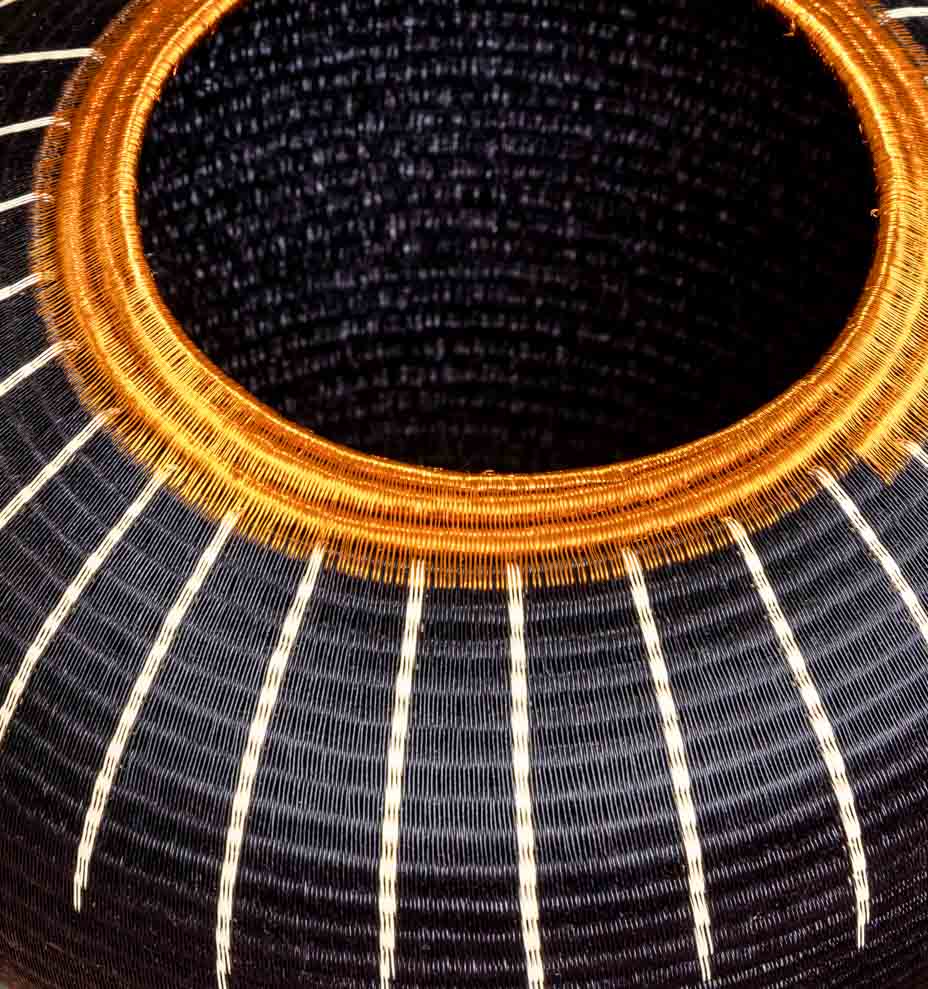 Calima werregue basket, a handwoven palm-fiber basket from the Choco, Colombia, additional view