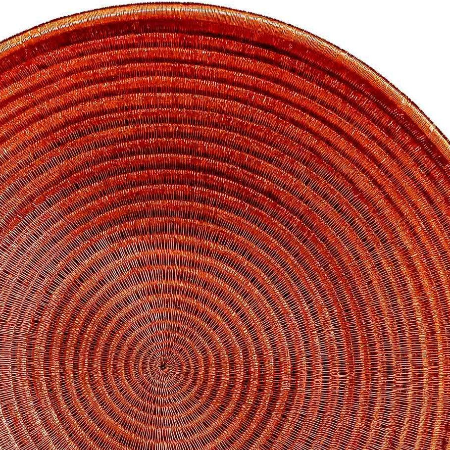 Close-up detail of copper wire wrapping over werregue palm fiber showing Sunweight radial structure