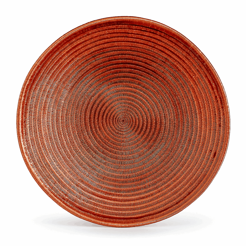 Handwoven Sunweight werregue palm plate with copper wrapping by Wounaan master weaver Plinio Opua